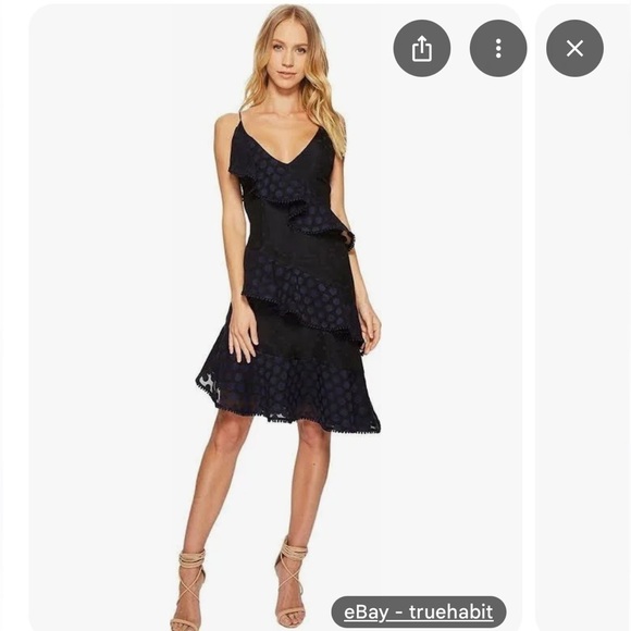 Keepsake The Label See You Now Ruffle Dress Navy Blue New with Tags - Picture 11 of 11